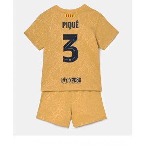 Barcelona Gerard Pique #3 kläder Barn 2022-23 Bortatröja Kortärmad (+ korta byxor)